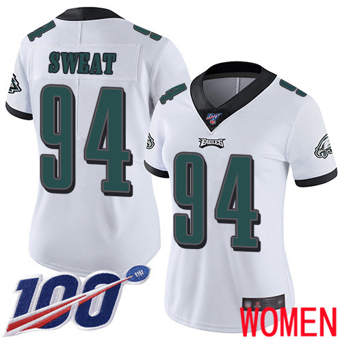Women Philadelphia Eagles #94 Josh Sweat White Vapor Untouchable NFL Jersey Limited Player Season